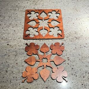 Vintage leaf wooden trivet (s)